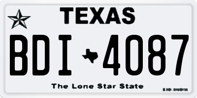 TX license plate BDI4087