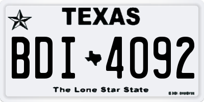 TX license plate BDI4092