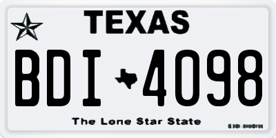 TX license plate BDI4098