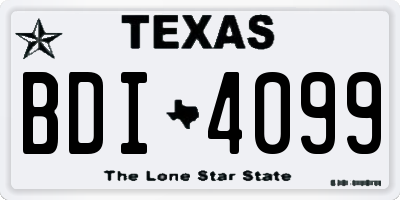 TX license plate BDI4099
