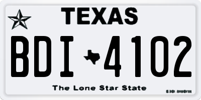 TX license plate BDI4102
