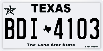 TX license plate BDI4103
