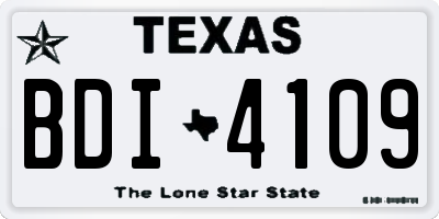 TX license plate BDI4109