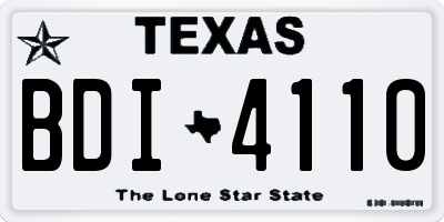TX license plate BDI4110