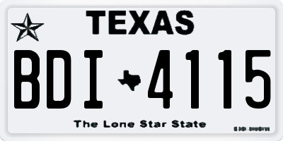 TX license plate BDI4115