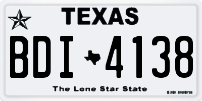 TX license plate BDI4138
