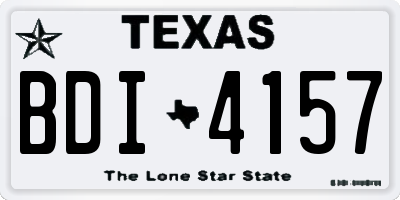TX license plate BDI4157