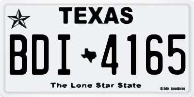 TX license plate BDI4165