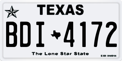 TX license plate BDI4172