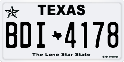 TX license plate BDI4178