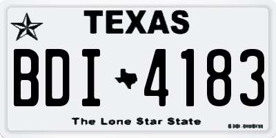 TX license plate BDI4183