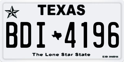 TX license plate BDI4196