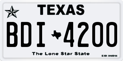 TX license plate BDI4200