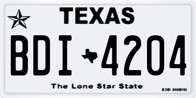 TX license plate BDI4204
