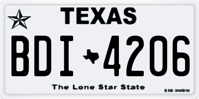 TX license plate BDI4206