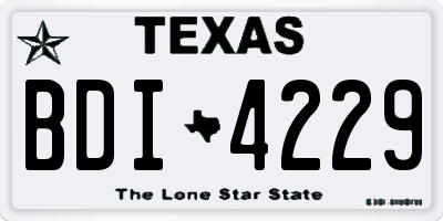 TX license plate BDI4229