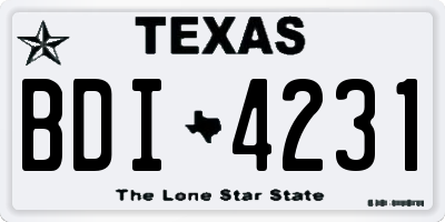 TX license plate BDI4231