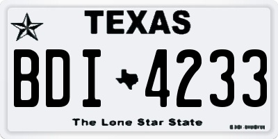 TX license plate BDI4233