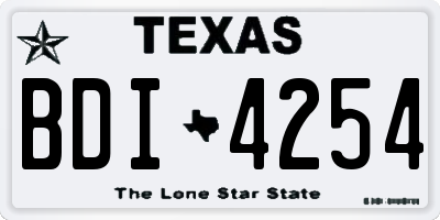 TX license plate BDI4254
