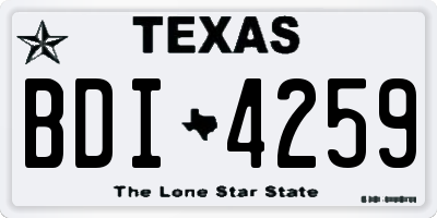 TX license plate BDI4259