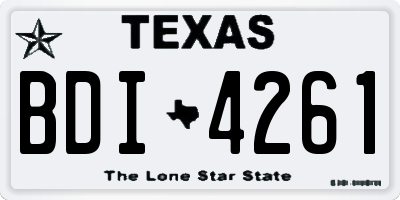 TX license plate BDI4261