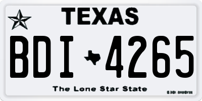 TX license plate BDI4265
