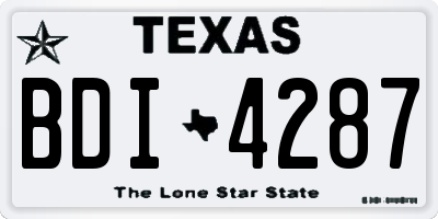 TX license plate BDI4287