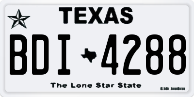 TX license plate BDI4288