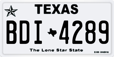 TX license plate BDI4289