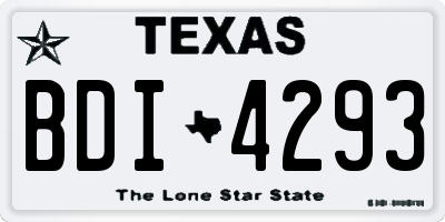 TX license plate BDI4293