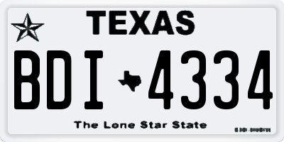 TX license plate BDI4334