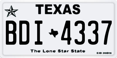 TX license plate BDI4337