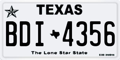 TX license plate BDI4356