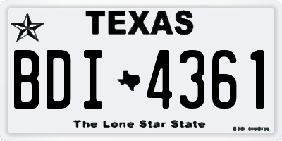 TX license plate BDI4361