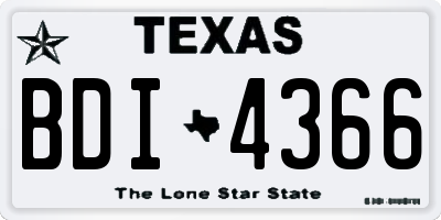 TX license plate BDI4366
