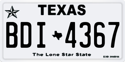 TX license plate BDI4367