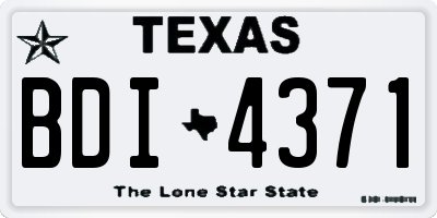 TX license plate BDI4371