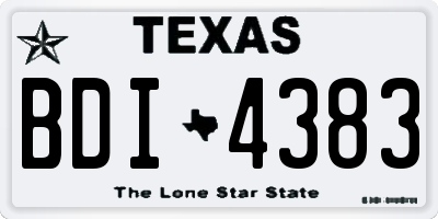 TX license plate BDI4383