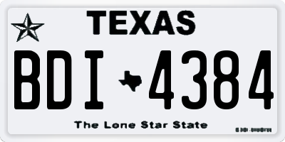 TX license plate BDI4384