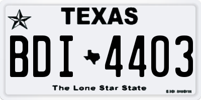 TX license plate BDI4403