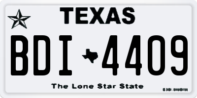 TX license plate BDI4409