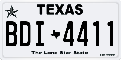 TX license plate BDI4411