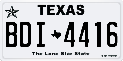 TX license plate BDI4416
