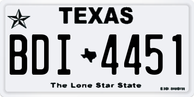 TX license plate BDI4451