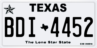 TX license plate BDI4452