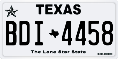 TX license plate BDI4458