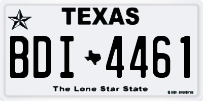 TX license plate BDI4461