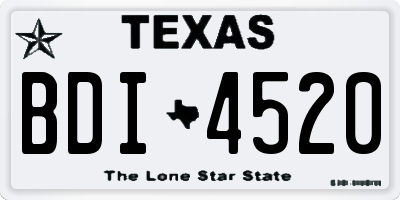 TX license plate BDI4520