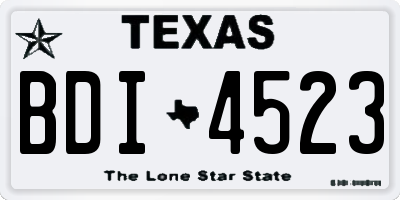 TX license plate BDI4523