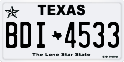TX license plate BDI4533